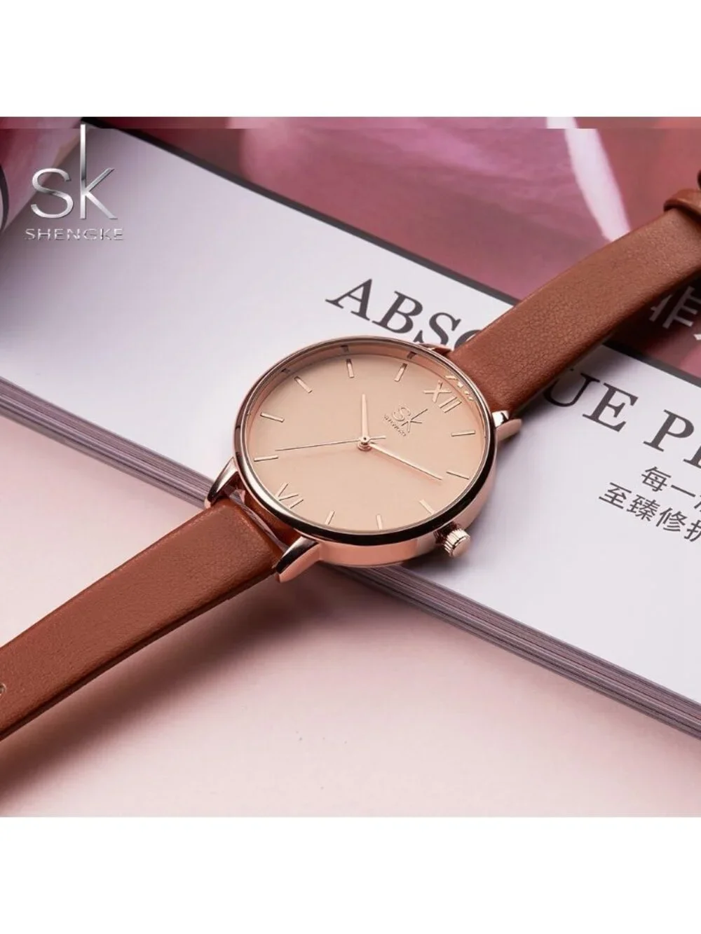 Women's Brown Creative Simplicity Genuine Leather Ladies Elegant Wrist Watches